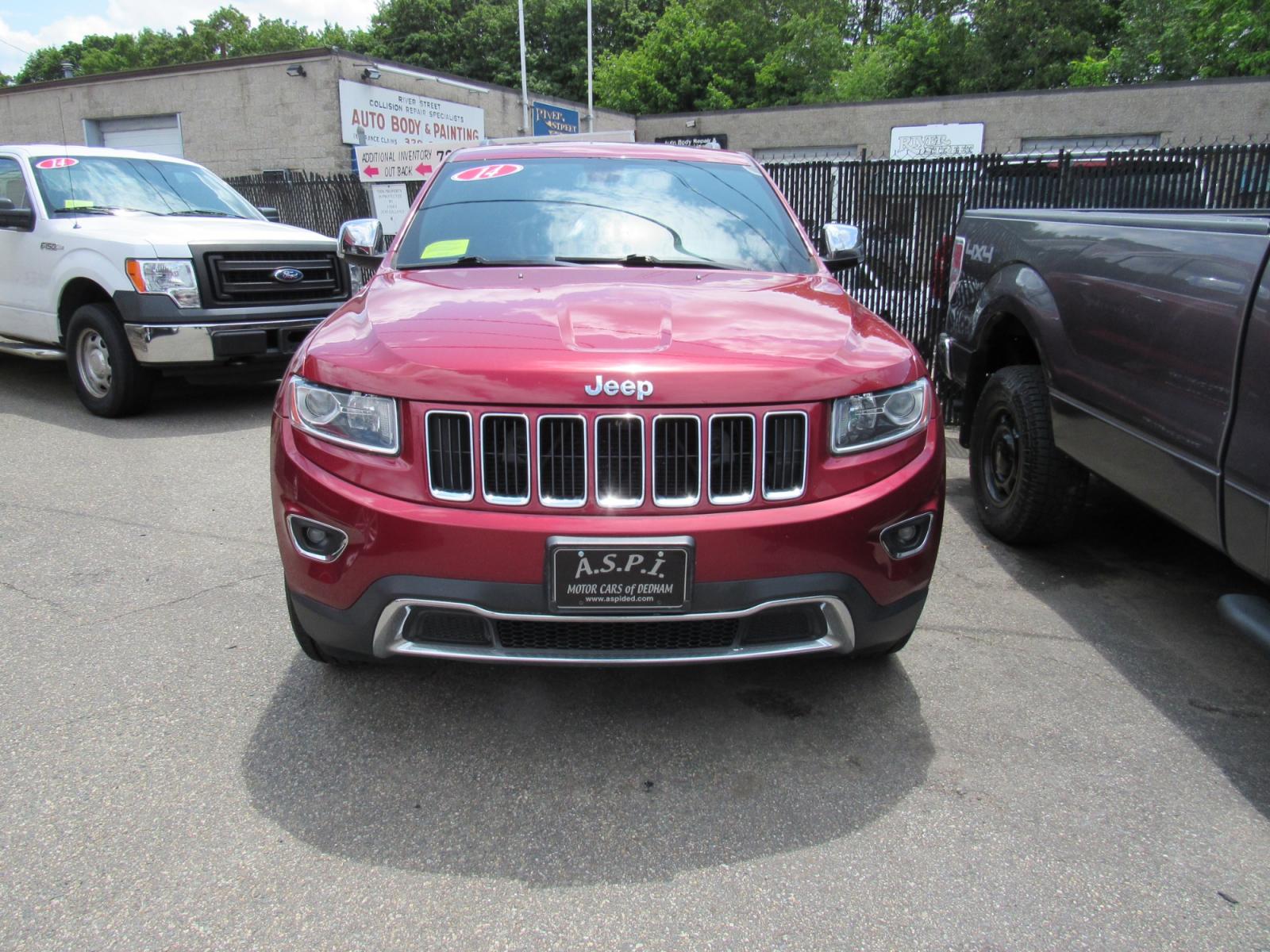 2014 Burgandy /Black Jeep Grand Cherokee Limited 4WD (1C4RJFBG7EC) with an 3.6L V6 DOHC 24V engine, 5-Speed Automatic transmission, located at 215 Milton St, Dedham, MA, 02026, (781) 329-5144, 42.241905, -71.157295 - This nice Jeep Limited is in excellent condition. Fully serviced and certified. Comes with a 3/3 nationwide warranty included in the price. Call for details. Prices on all vehicles do not include $299.95 Documentation fee, as well as Massachusetts sales tax, Registration, Title Fee and State ins - Photo #1
